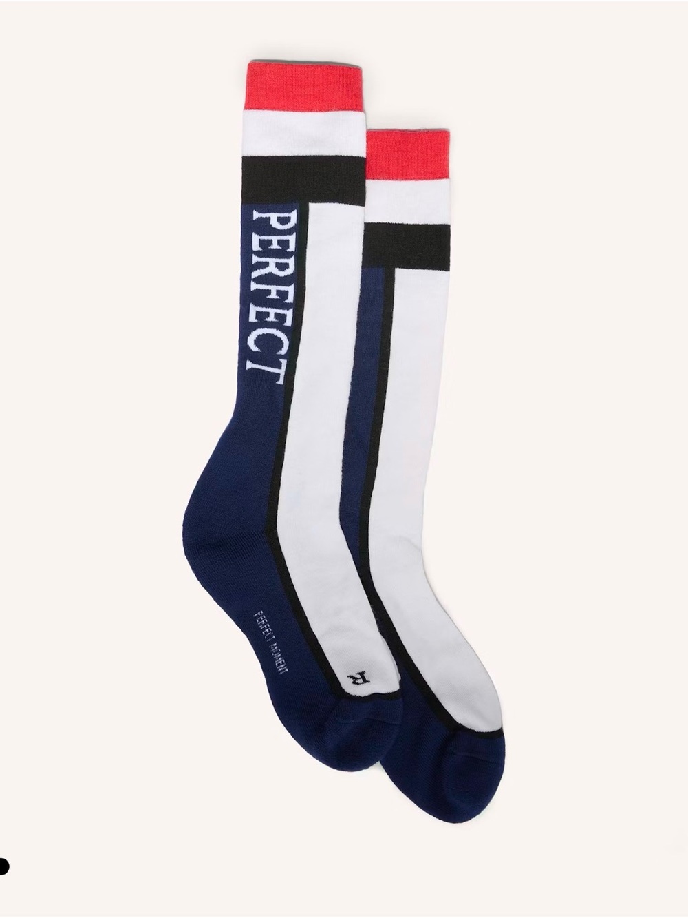 NWT Perfect Moment Logo Ski Socks Merino Wool Navy Red White L